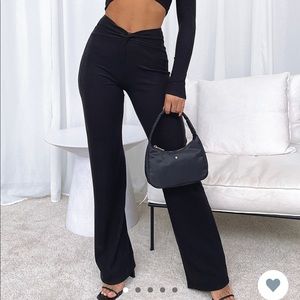 NWOT medium black white fox pants